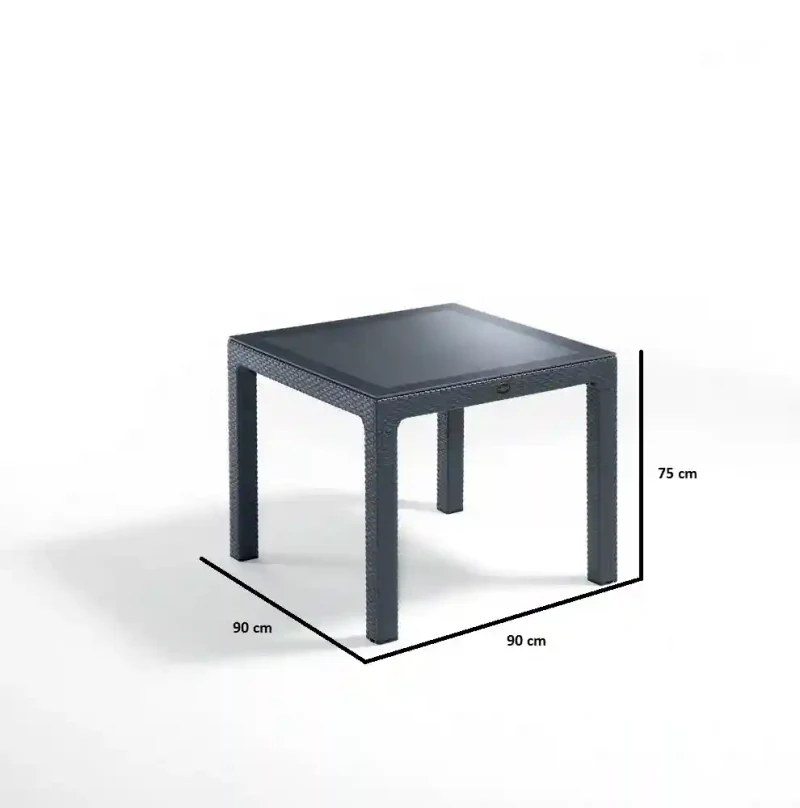 Masă din plastic cu sticlă 90x90 Antracit 2