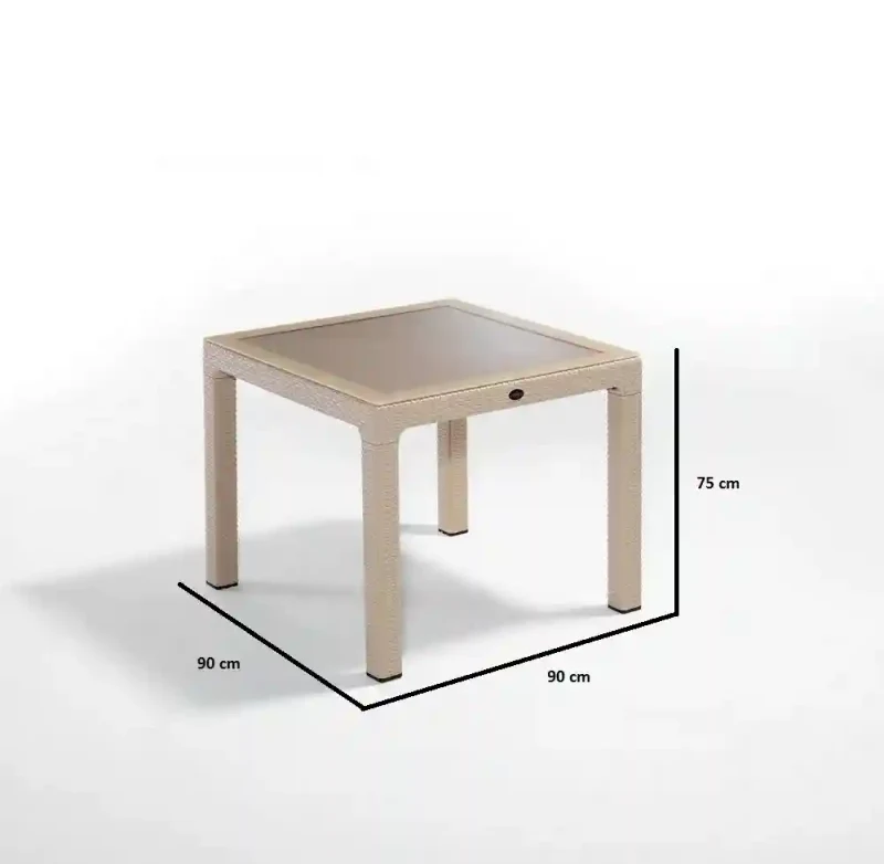 Masă din plastic cu sticlă 90x90 Cappuccino 2