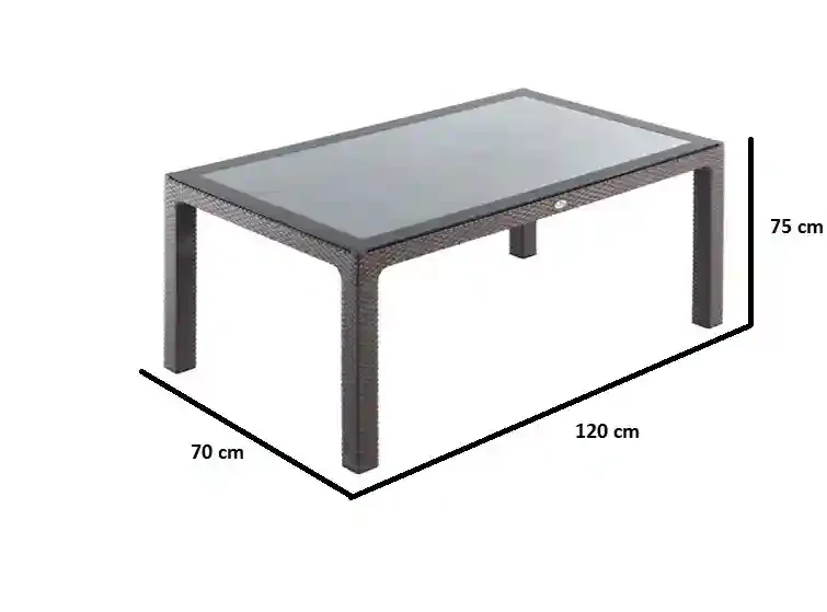 Masă din plastic cu sticlă 70x120 Maro 4
