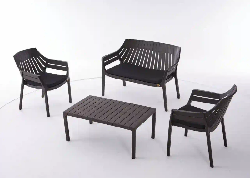 Set de mobilier de grădină HILTON 4 piese Maro 2