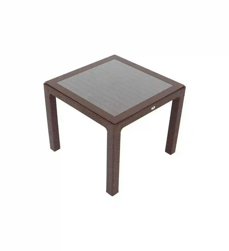 Masă din plastic cu sticlă 90x90 Maro 2